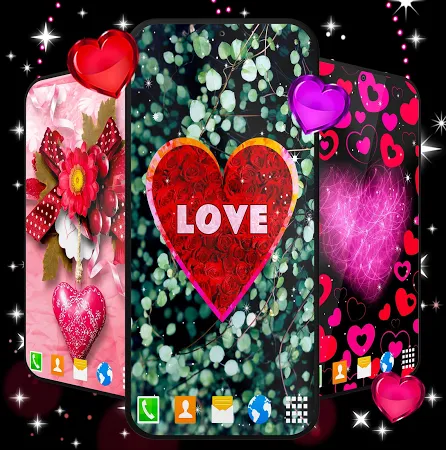 Love You Live Wallpaper ❤️ Purple Hearts Themes मुफ्त डाउनलोड। -  